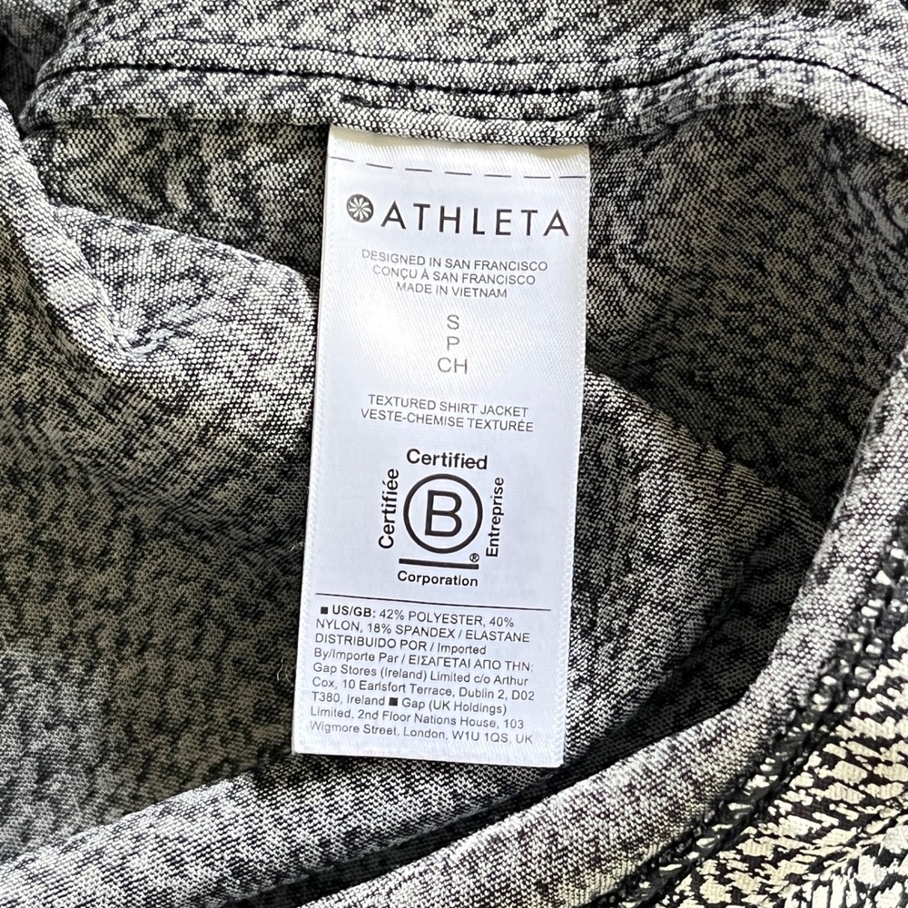 Athleta Textured Shirt Jacket Womens S Black White Button Up Long Sleeve - Picture 8 of 8